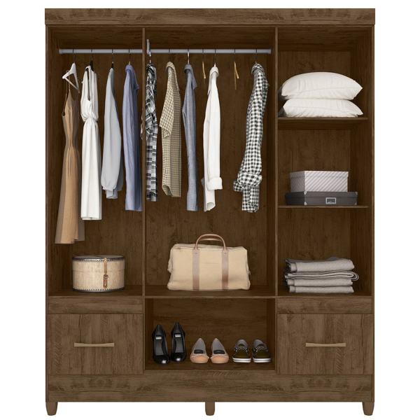 Imagem de Guarda Roupa MS912 165cm 6 Portas Castanho Wood com Espelho Moval