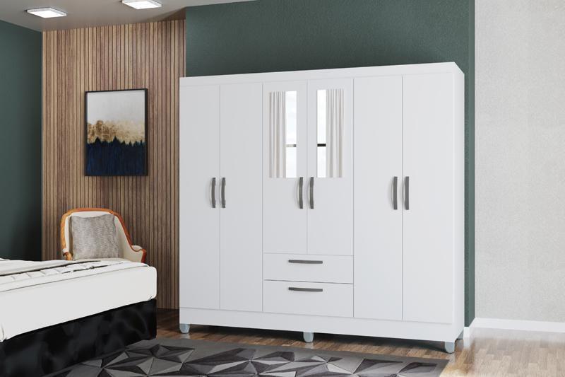 Imagem de Guarda Roupa Multi 6 Portas 2 Gavetas Branco - Poquema