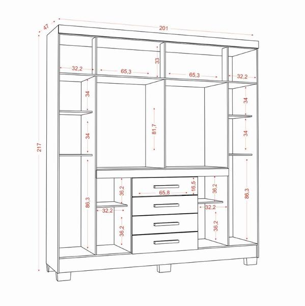 Imagem de Guarda-Roupa Nápole 8 Portas 4 Gavetas Gavetas Atacama Areia - Aramóveis