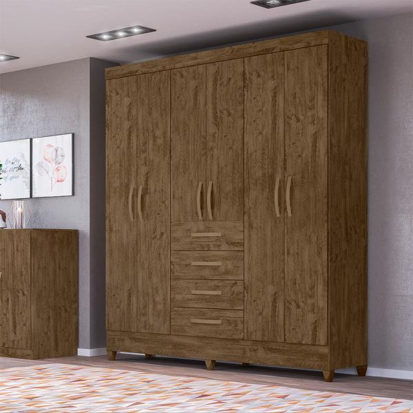 Imagem de Guarda Roupa New Avaí 177cm 6 Portas Castanho Wood Moval