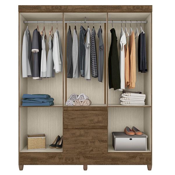 Imagem de Guarda Roupa New Cuba 162cm 6 Portas Castanho Wood Moval