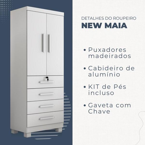 Imagem de Guarda Roupa New Maia 2 Portas 4 Gavetas com Chave Benetil Móveis