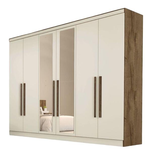 Imagem de Guarda Roupa Oslo 6 Portas 4 Gavetas com Espelho MDF - MadeMarcs