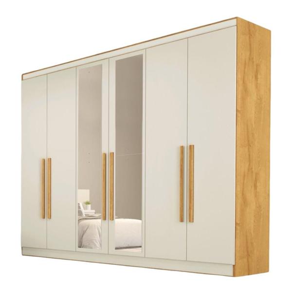 Imagem de Guarda Roupa Oslo 6 Portas 4 Gavetas com Espelho MDF - MadeMarcs