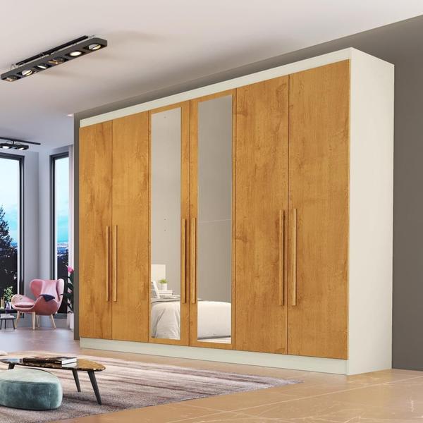 Imagem de Guarda Roupa Oslo 6 Portas 6 Gavetas com Espelho MDF - MadeMarcs