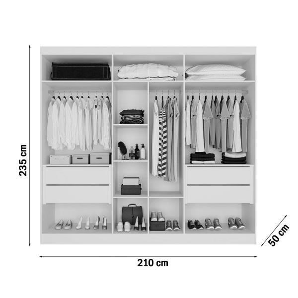 Imagem de Guarda-Roupa Oxford 6 Portas 6 Gavetas com Ripado 100% Mdf Peroba - Mademarques