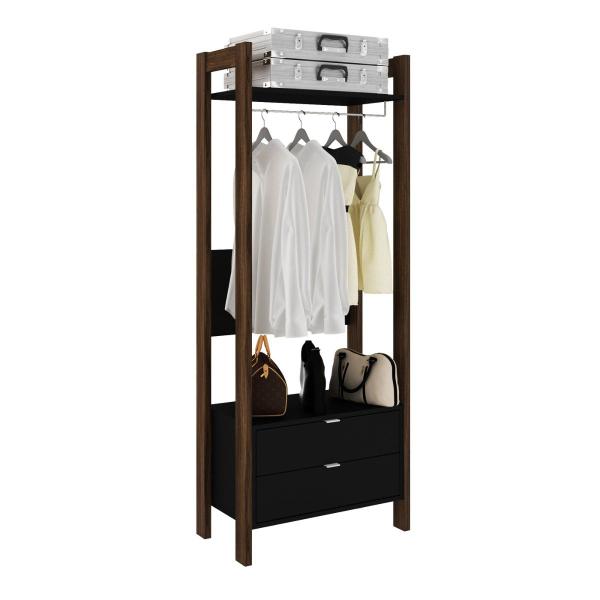 Imagem de Guarda-Roupa para Closet Aberto com Cabideiro 65x165cm Preto Tecno Mobili