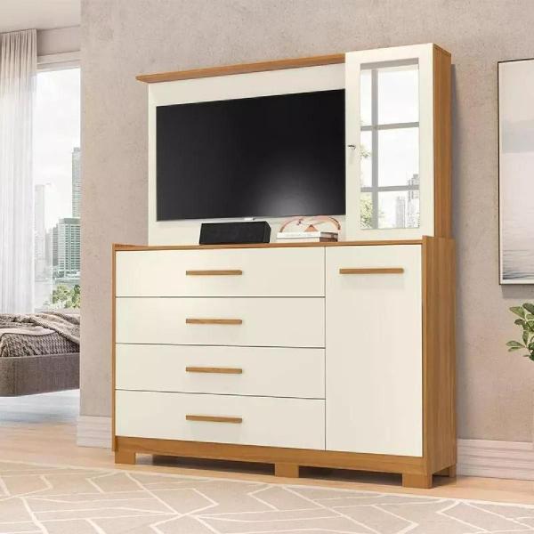 Imagem de Guarda-roupa para Quarto Casal Amarok 6 Porta Mais Cômoda Com Painel  Até 43