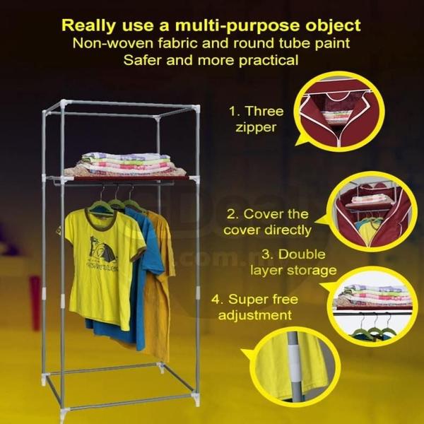 Guarda roupa portatil arara organizador prateleiras cabideiro - Tempo Real Imagem de Guarda roupa portatil arara organizador prateleiras cabideiro