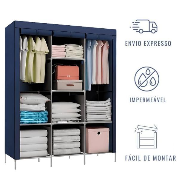 Imagem de Guarda Roupa Portátil Dobrável Armário Organizador Dobravel Organizadores De Roupas Desmontável Casa