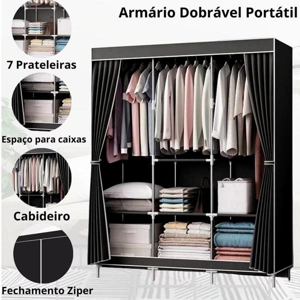 Imagem de Guarda Roupa Portátil Dobrável Armário Organizador 