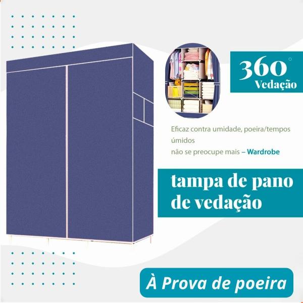 Imagem de Guarda Roupa Portatil Dobravel Armario Organizar Roupas 2 portas Grande Inteligente Funcional