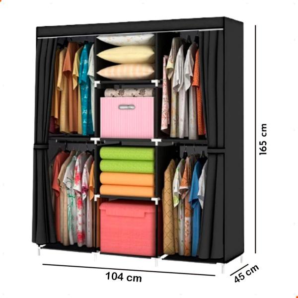 Imagem de Guarda Roupa Portatil Dobravel Armario Organizar Roupas 2 portas Grande Inteligente Funcional