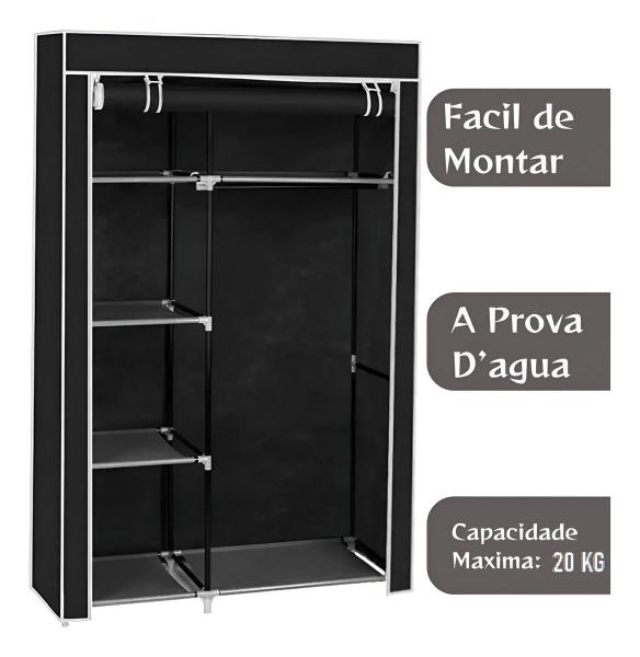 Imagem de Guarda Roupa Portátil Organizador Dobrável Armário Até 20 Kg