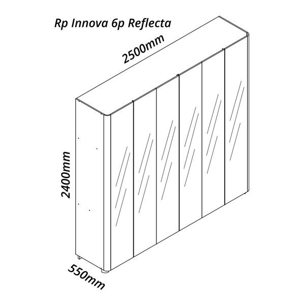 Imagem de Guarda Roupa Reflecta 6 Portas LED Innova Castanho - Gelius