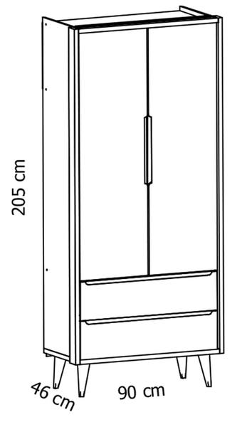 Imagem de Guarda-Roupa Retrô 2 Portas Théo New Branco Fosco com Madeira - Reller