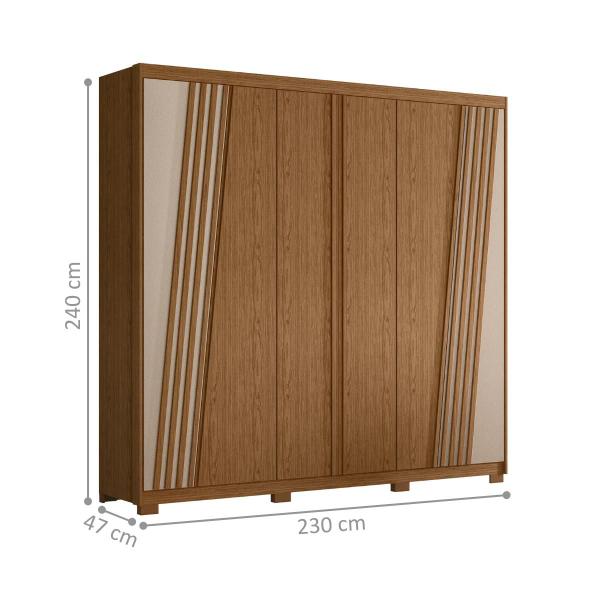 Imagem de Guarda Roupa Ripado 6 Portas Candoí Jatoba Fendi Metallic