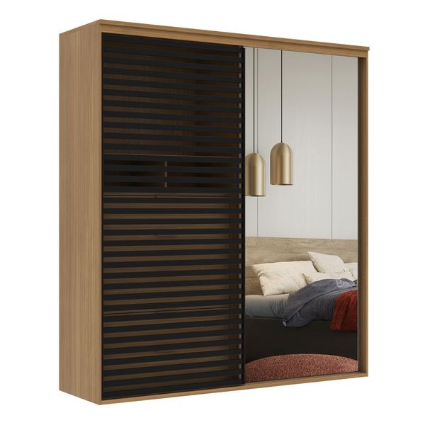 Imagem de Guarda Roupa Ripado com Espelho MDF 2 Portas  2,07m Autes Belmax