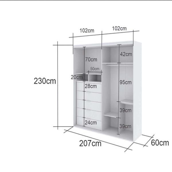 Imagem de Guarda Roupa Ripado com Espelho MDF 2 Portas  2,07m Autes Belmax