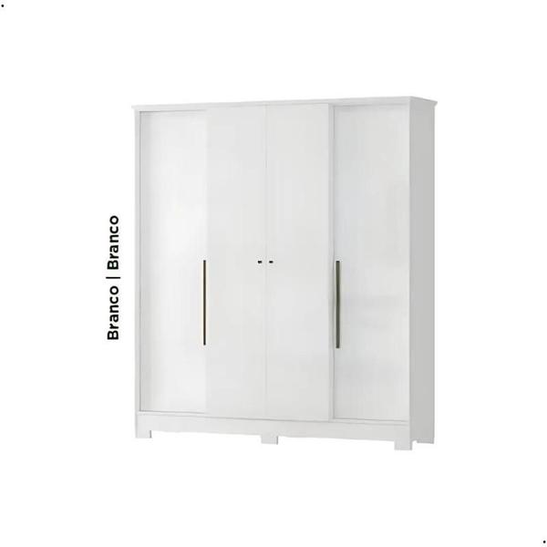 Imagem de Guarda Roupa/roupeiro Casal 4 Portas 2 Gavetas Mônaco Branco/bege