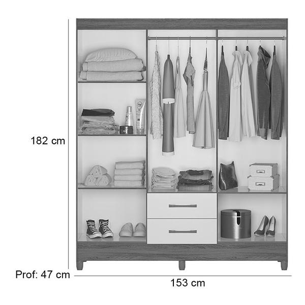 Imagem de Guarda Roupa Roupeiro Moval Solteiro Panamá Castanho