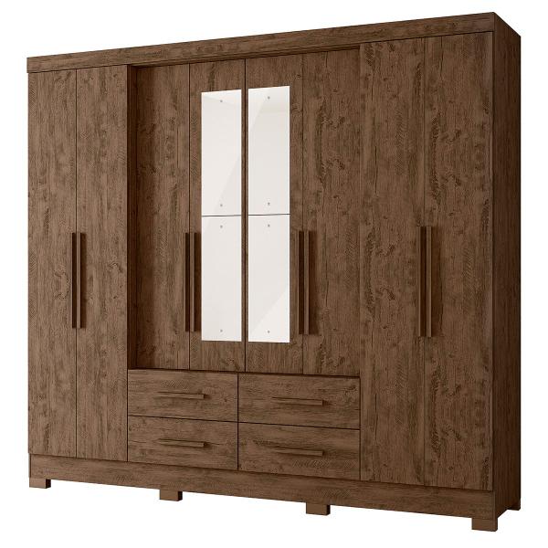 Imagem de Guarda Roupa San Lorenzo 237cm 8 Portas Castanho Wood com Espelho Moval