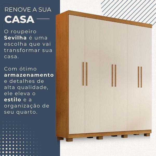 Imagem de Guarda Roupa Sevilha 6 Portas 4 Gavetas Benetil Móveis Cinamomo Com Off White