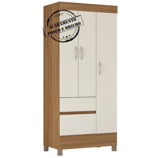 Imagem de Guarda Roupa Solteiro 03 Portas Wind Amendoa Off White Demobile