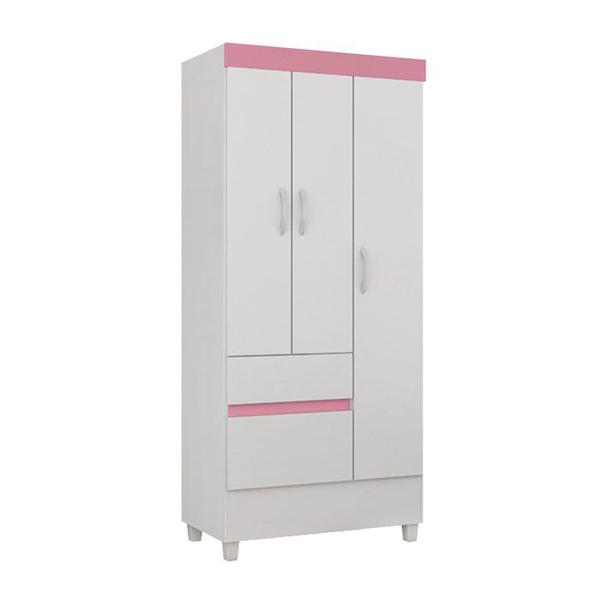 Imagem de Guarda Roupa Solteiro 03 Portas Wind Branco Rosa Flex Demobile