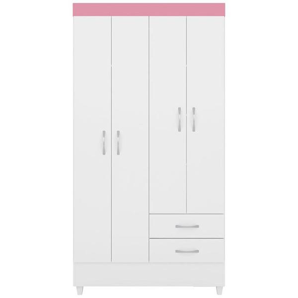 Imagem de Guarda Roupa Solteiro 04 Portas 42860 Branco Rosa Flex Demobile