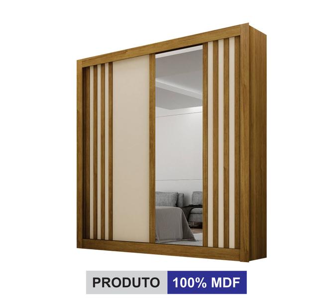 Imagem de Guarda-Roupa Solteiro 100% MDF 2 Portas 2 Gavetas com Espelho Milano Leifer Móveis