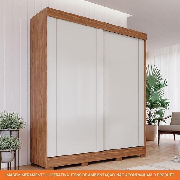 Imagem de Guarda Roupa Solteiro 100% Mdf 2 Portas 3 Gavetas Ilhéus Panan Móveis Cinamomo/Off White