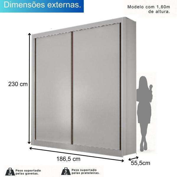 Imagem de Guarda Roupa Solteiro 100% MDF 2 Portas 3 Gavetas São Paulo - Leifer Móveis