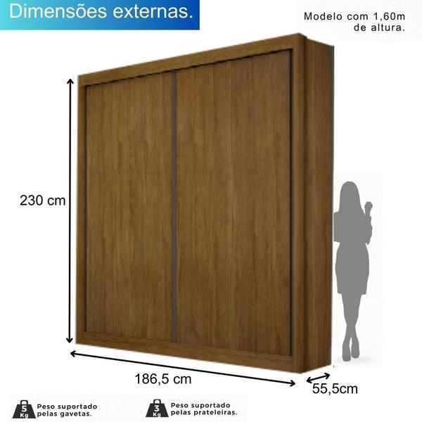 Imagem de Guarda Roupa Solteiro 100% MDF 2 Portas 3 Gavetas São Paulo - Leifer Móveis