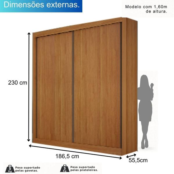 Imagem de Guarda Roupa Solteiro 100% MDF 2 Portas 3 Gavetas São Paulo - Leifer Móveis