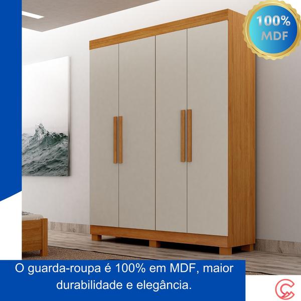 Imagem de Guarda Roupa Solteiro 100% MDF 4 Portas 2 Gavetas Canadá - Leifer Móveis