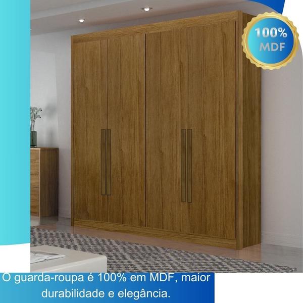 Imagem de Guarda Roupa Solteiro 100% MDF 4 Portas 3 Gavetas Diamante - Leifer Móveis