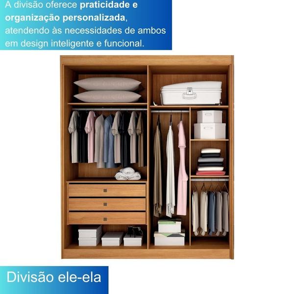 Imagem de Guarda Roupa Solteiro 100% MDF 4 Portas 3 Gavetas Diamante - Leifer Móveis