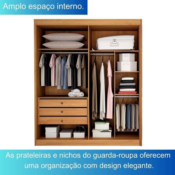 Imagem de Guarda Roupa Solteiro 100% MDF 4 Portas 3 Gavetas Diamante - Leifer Móveis