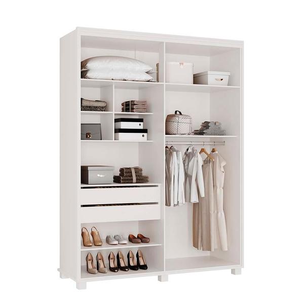 Imagem de Guarda Roupa Solteiro 100% MDF 4 Portas Branco Viena Fênix