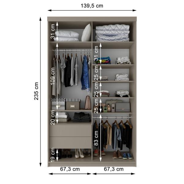 Imagem de Guarda-roupa Solteiro 100% Mdf Bp com 2 Portas e 1 Espelho Geneve