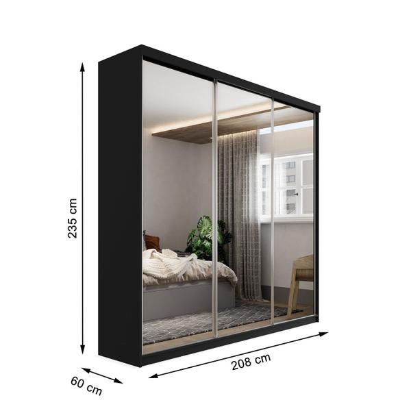 Imagem de Guarda-roupa Solteiro 100% Mdf Bp com 3 Portas de Espelho Geneve