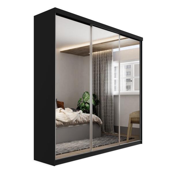 Imagem de Guarda-roupa Solteiro 100% Mdf Bp com 3 Portas de Espelho Geneve