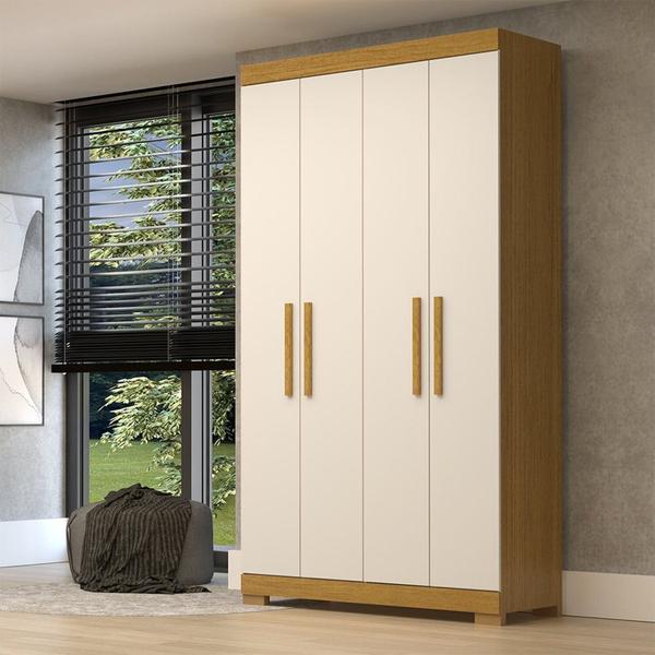 Imagem de Guarda-roupa Solteiro 109,80cm 4 Portas 100% Mdf Papoulas Espresso Móveis