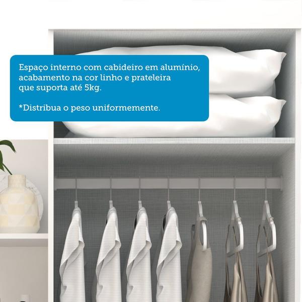 Imagem de Guarda Roupa Solteiro 110,20cm 2 Portas e 4 Gavetas com Espelho Flex Color 100% Mdf Melissa