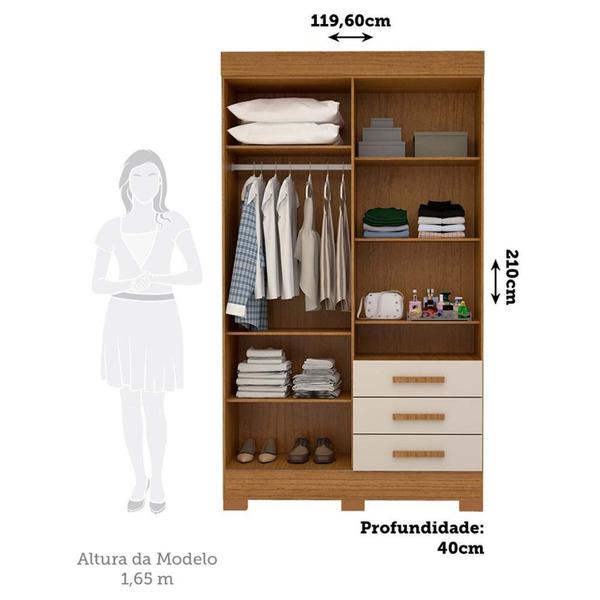 Imagem de Guarda-roupa Solteiro 119,60cm 4 Portas 3 Gavetas Capelinha com Espelho 100% Mdf Débora