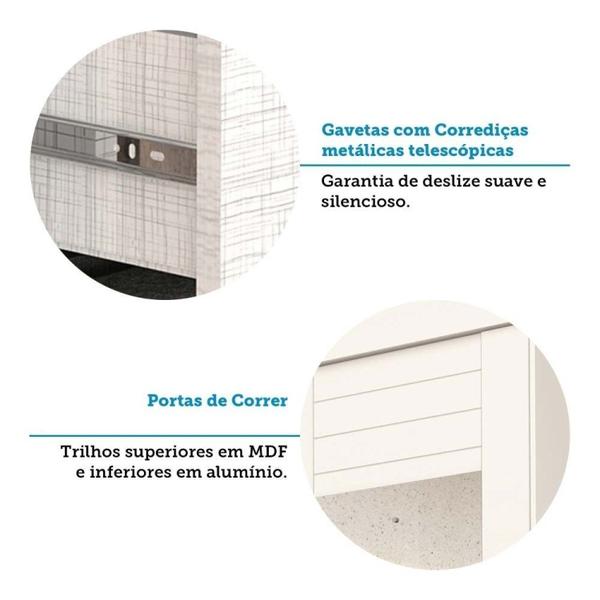 Imagem de Guarda Roupa Solteiro 140cm 2 Portas de Correr com Espelho 100% MDF Cinerária Espresso Móveis