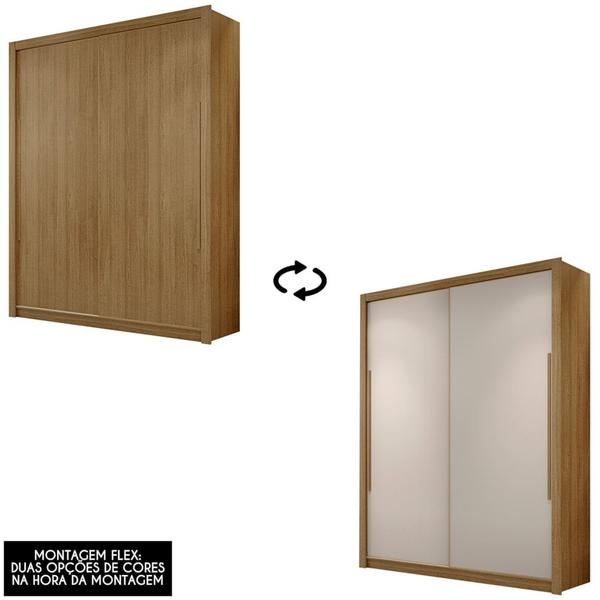 Imagem de Guarda Roupa Solteiro 188cm 2 Portas Flex Dubai Nature/Fendi - Vila Rica