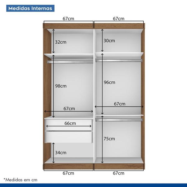 Imagem de Guarda Roupa Solteiro 2 Porta de Correr 2 Gavetas Salvador Minastex