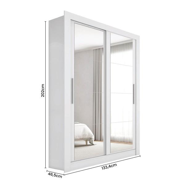 Imagem de Guarda-Roupa Solteiro 2 Portas 2 Gavetas com Espelho 8002200236 Branco - Caemmun